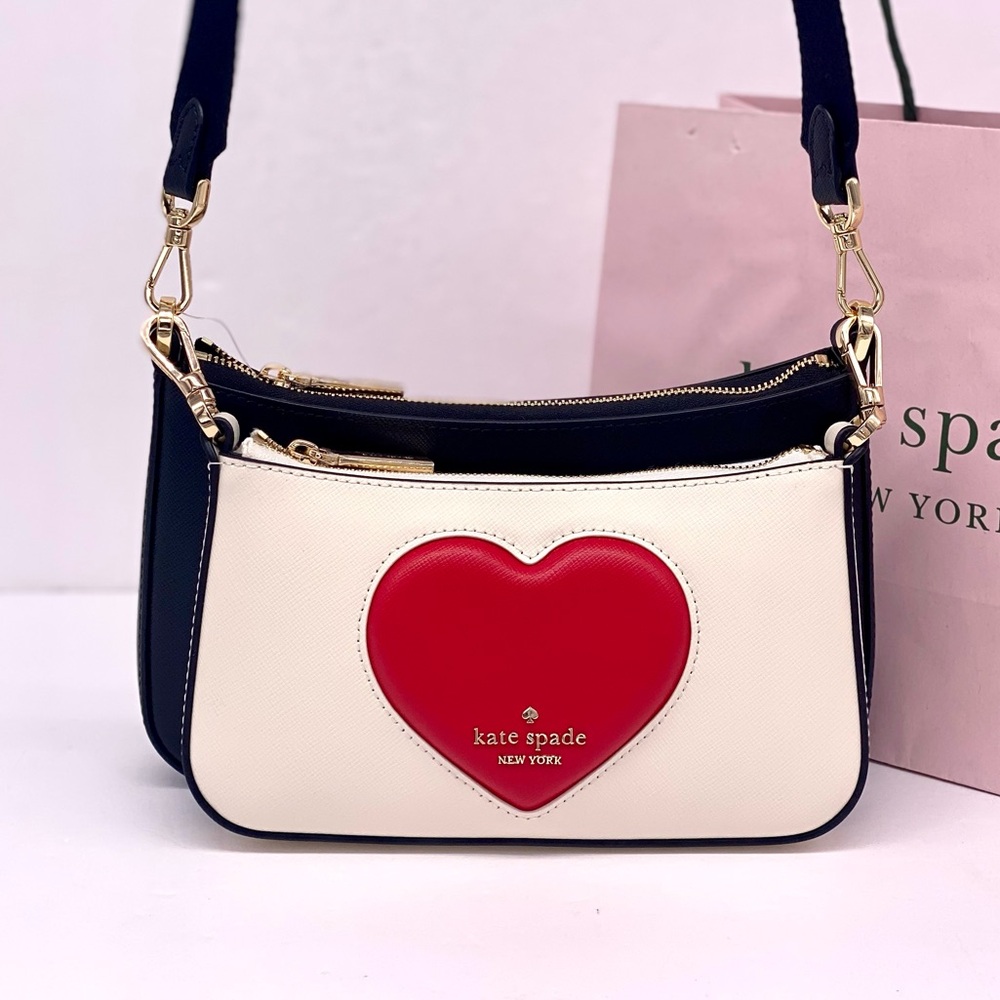 Kate Spade Duet Puffy Heart Crossbody, Meringue Multi NWT - Picture 5 of 16
